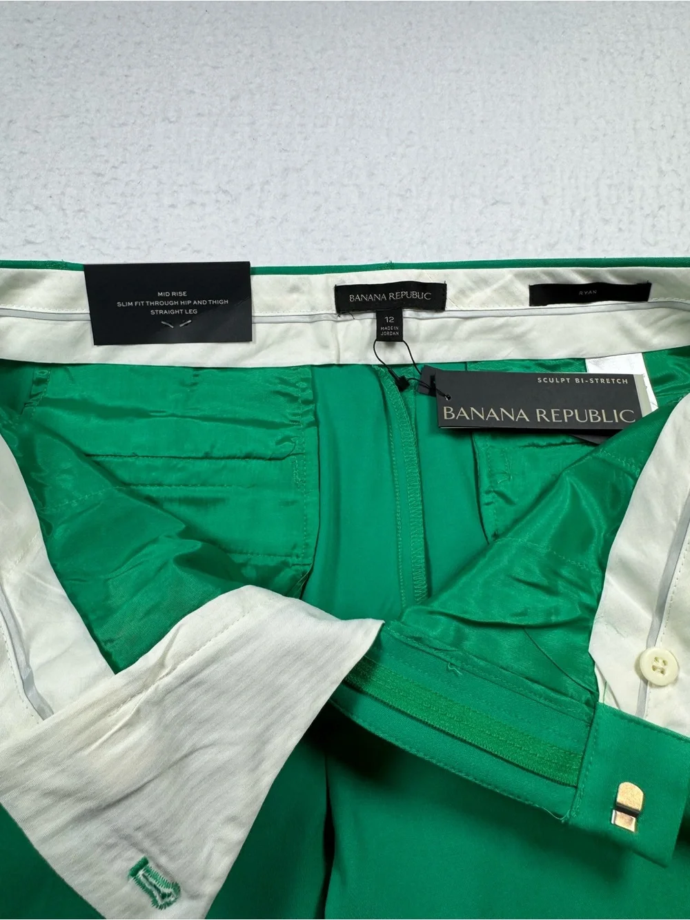 NWT Banana Republic Ryan Green Straight Leg Pants Size 12 - Picture 7 of 13